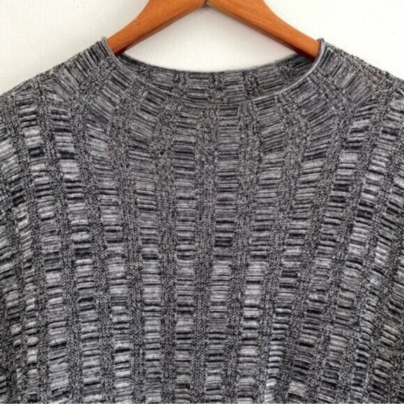 Eileen Fisher Knit Sweater Blouse Womens Small Windowpane Silk Linen Lagenlook - Picture 7 of 11